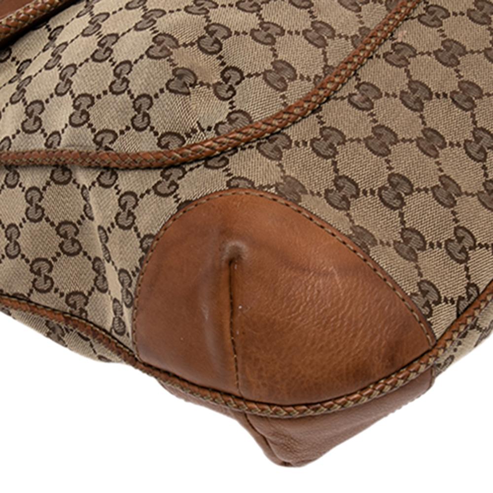 Braun/Beige GG Canvas und Leder Marrakesch Umhängetasche mit Klappe 2
