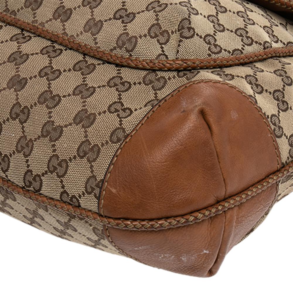 Braun/Beige GG Canvas und Leder Marrakesch Umhängetasche mit Klappe 3