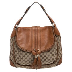 Gucci Brown/Beige GG Canvas And Leather Marrakech Flap Shoulder Bag