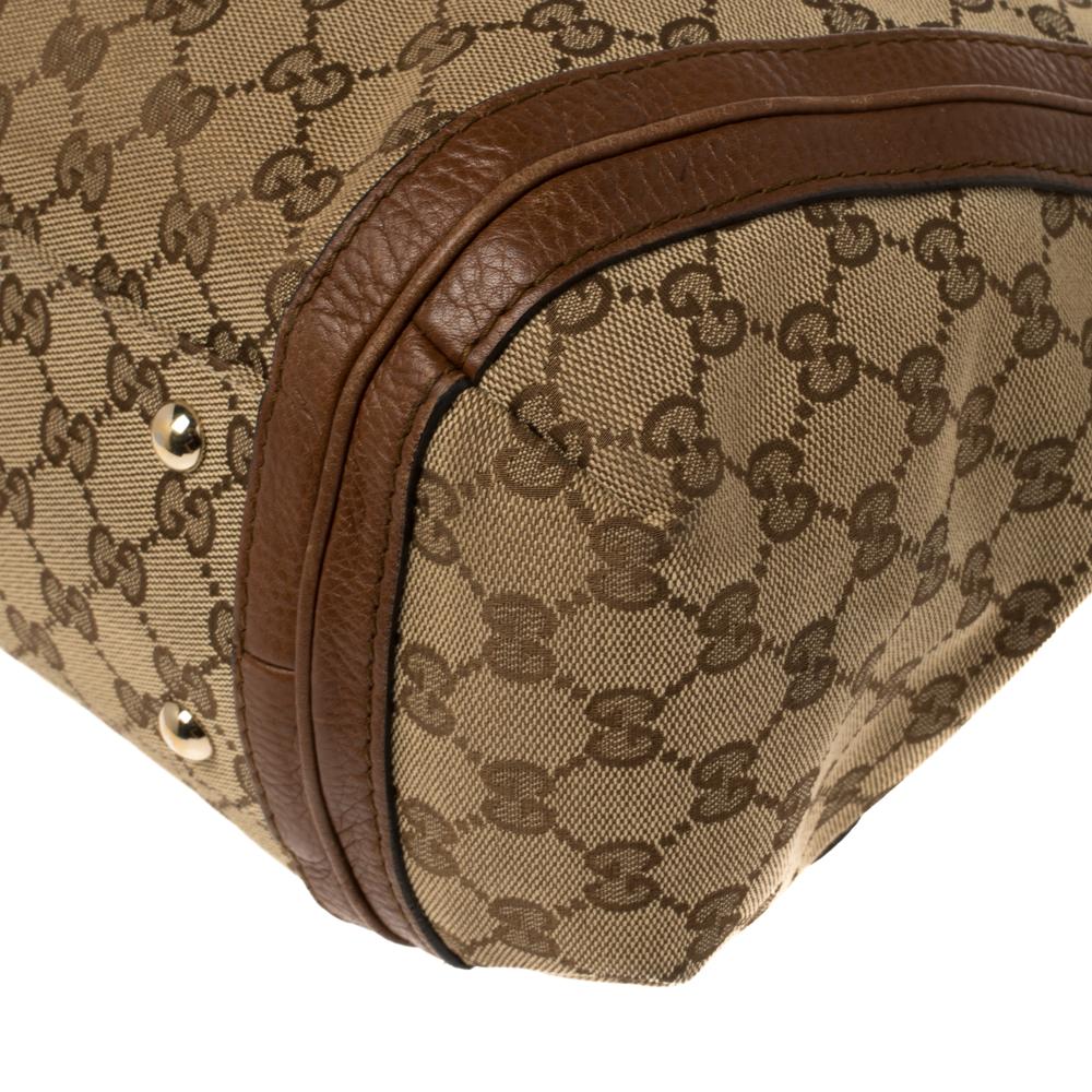 Gucci Brown/Beige GG Canvas and Leather Medium Bella Hobo 3