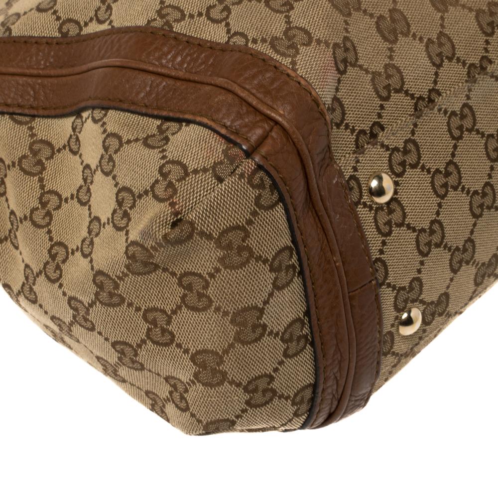 Gucci Braun/Beige GG Canvas und Leder Medium Bella Hobo 7