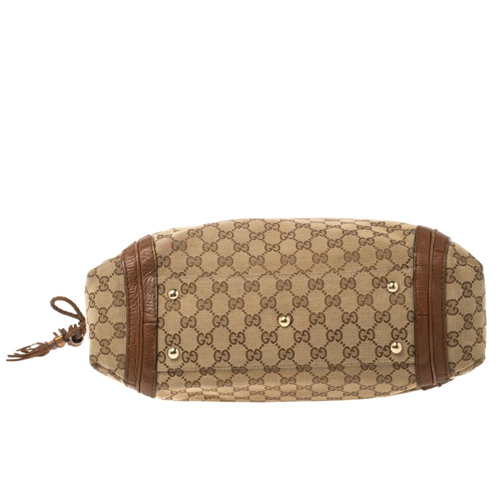 Gucci Braun/Beige GG Canvas und Leder Medium Bella Hobo 1