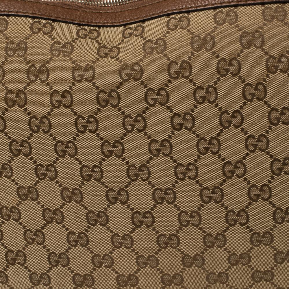 Gucci Brown/Beige GG Canvas and Leather Medium Bella Hobo In Good Condition In Dubai, Al Qouz 2