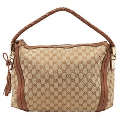 Gucci Brown/Beige GG Canvas and Leather Medium Bella Hobo