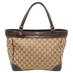 Gucci Brown/Beige GG Canvas and Leather Medium Mayfair Bow Tote