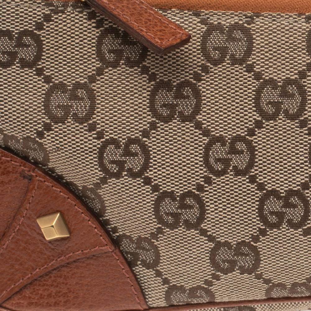 Gucci Brown/Beige GG Canvas and Leather Nail Chain Pochette 3