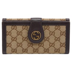 Gucci Brown/Beige GG Canvas and Leather Scarlet Continental Wallet