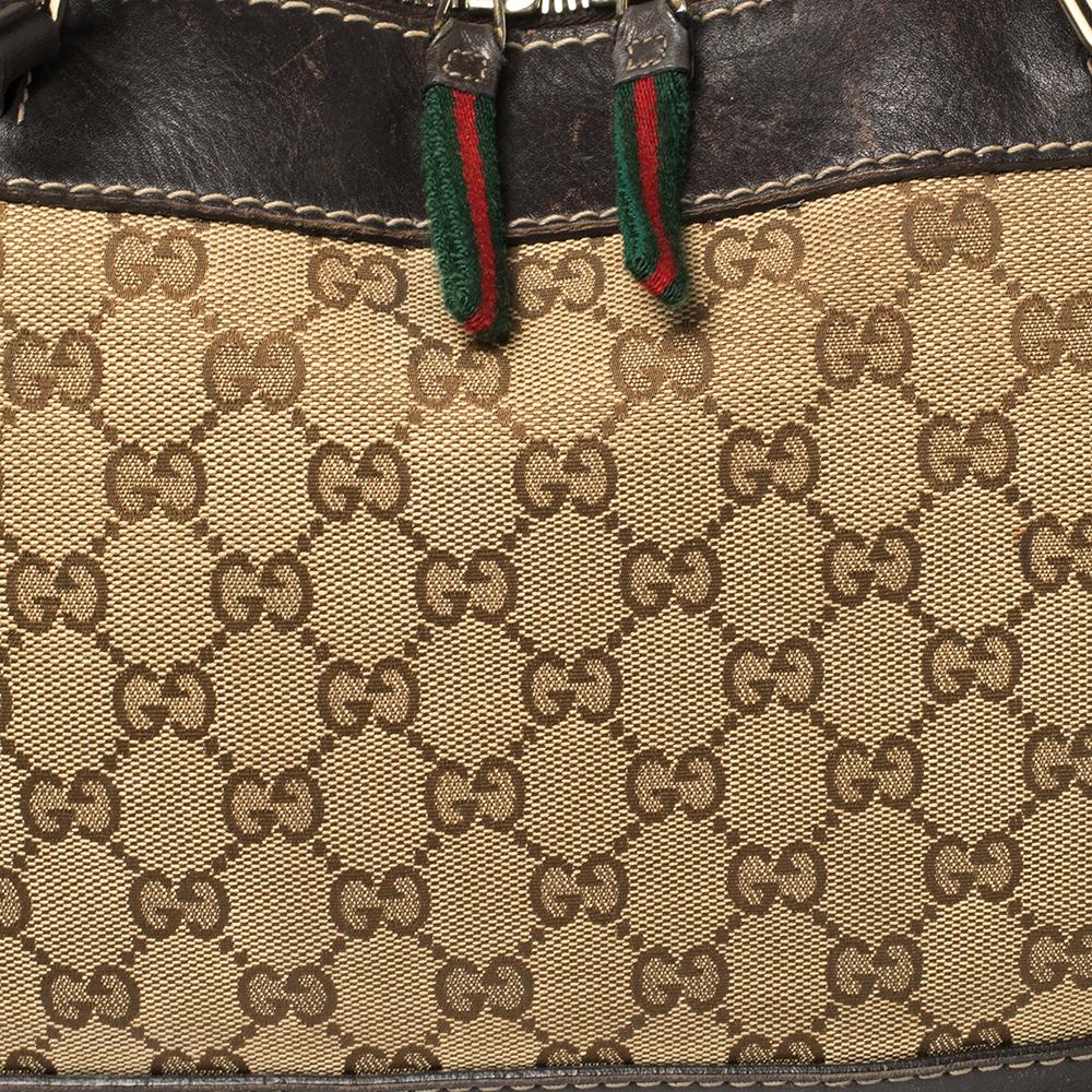 Gucci Brown/Beige GG Canvas and Leather Small Mayfair Bow Tote 2