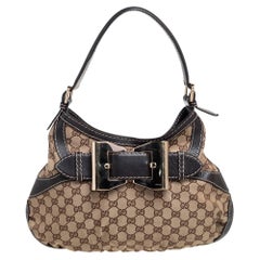 Gucci Brown/Beige GG Canvas and Leather Small Queen Hobo