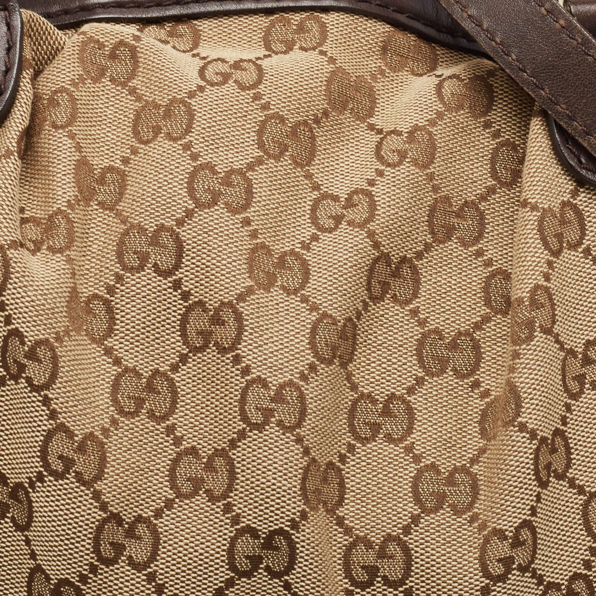 Gucci Brown/Beige GG Canvas and Leather Sukey Boston Bag For Sale 3