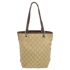 Gucci Brown/Beige GG Canvas and Leather Tote