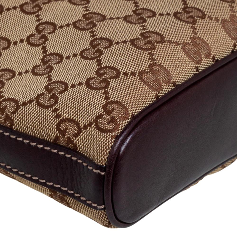 Gucci Brown/Beige GG Canvas and Leather Trim Small New Britt Hobo 6