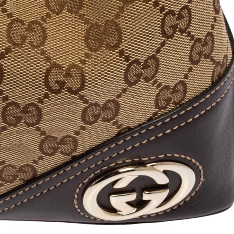Gucci Brown/Beige GG Canvas and Leather Trim Small New Britt Hobo 1
