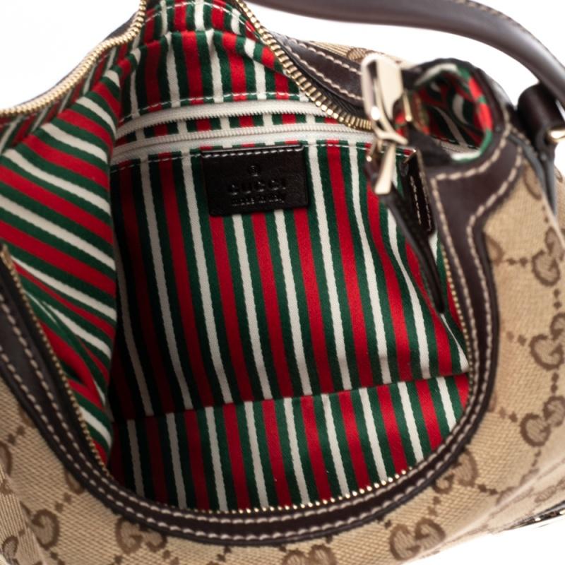 Gucci Brown/Beige GG Canvas and Leather Trim Small New Britt Hobo 2