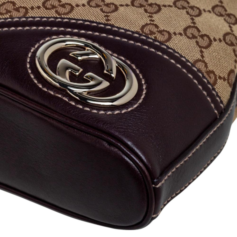 Gucci Brown/Beige GG Canvas and Leather Trim Small New Britt Hobo 3