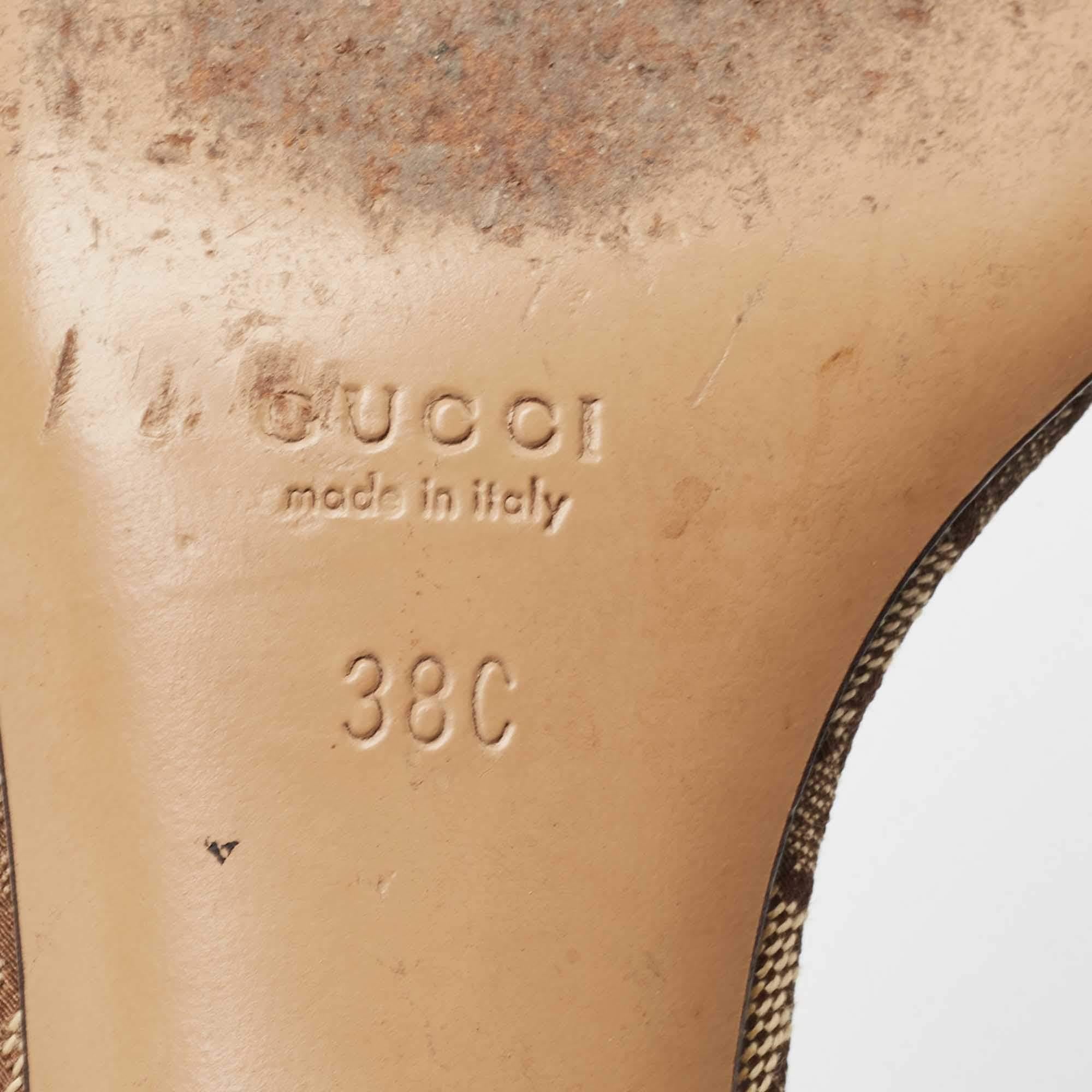 Sandalias Gucci Marrón/Beige GG Canvas Bamboo Tassel Horsebit Slide Talla 38 3