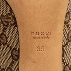 Gucci Brown/Beige GG Canvas Interlocking G Buckle Pumps Size 39