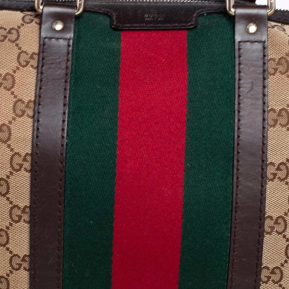 Gucci Brown/Beige GG Canvas Medium Vintage Web Boston Bag 2