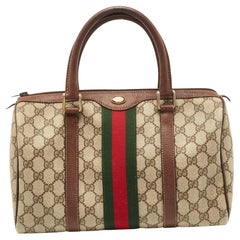 Gucci Brown/Beige GG Canvas Medium Vintage Web Boston Bag