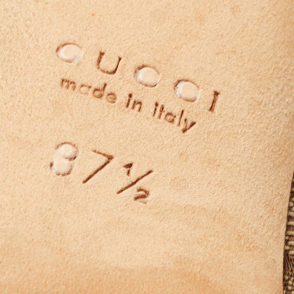 Gucci Brown/Beige GG Canvas New Hollywood Peep Toe Pumps Size 37.5 4