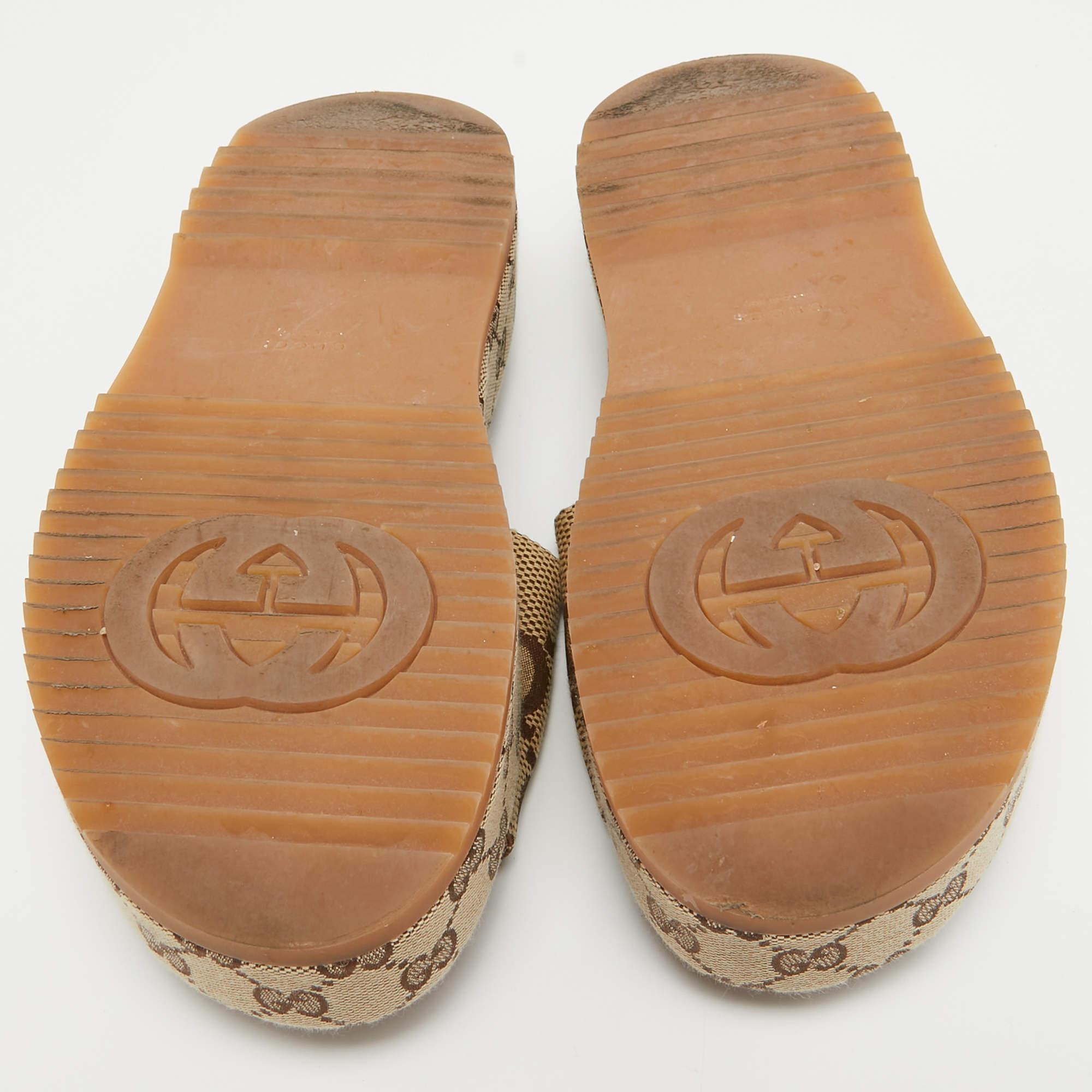 Gucci Brown/Beige GG Canvas Platform Slide Sandals Size 37 2