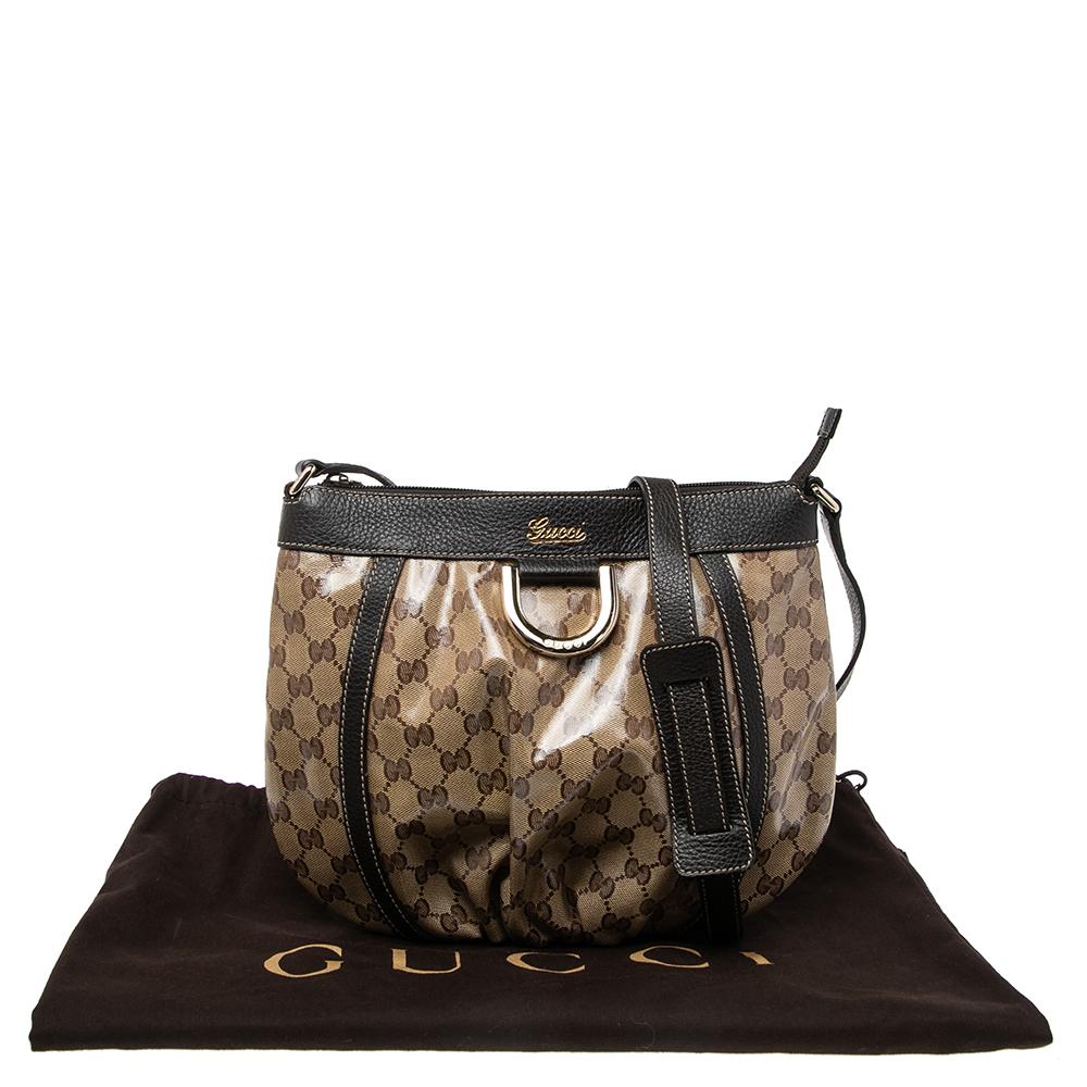 Gucci Brown/Beige GG Crystal Canvas and Leather Abbey D-Ring Crossbody Bag 6