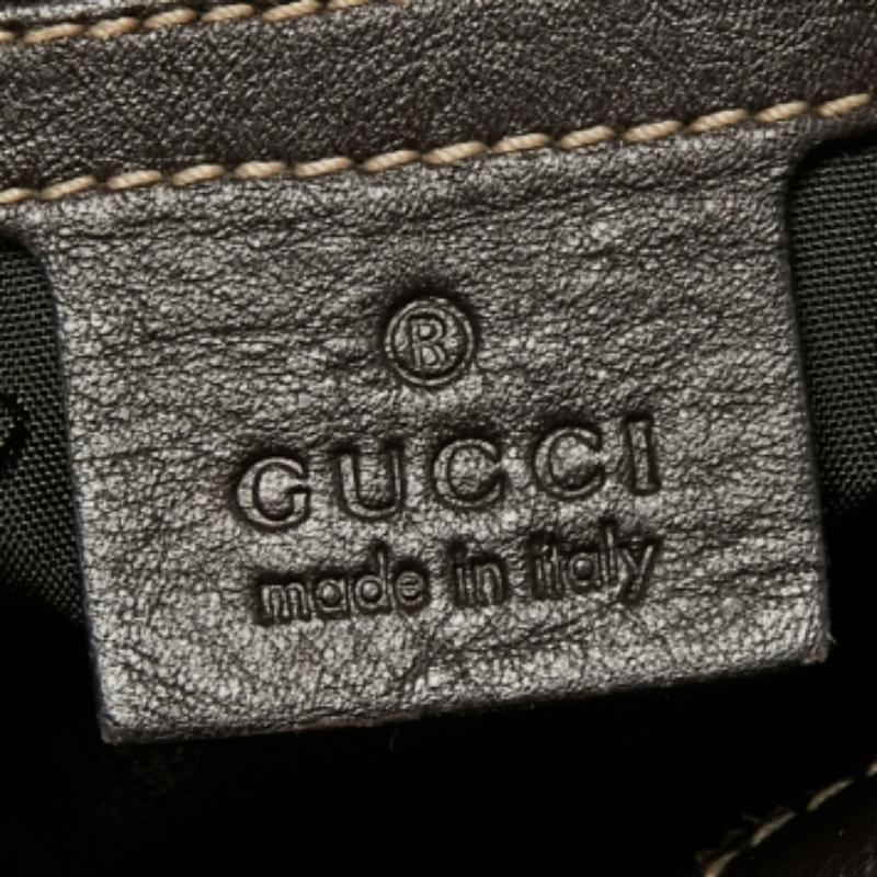 Gucci Brown/Beige GG Crystal Canvas and Leather Large Hysteria Hobo For Sale 5