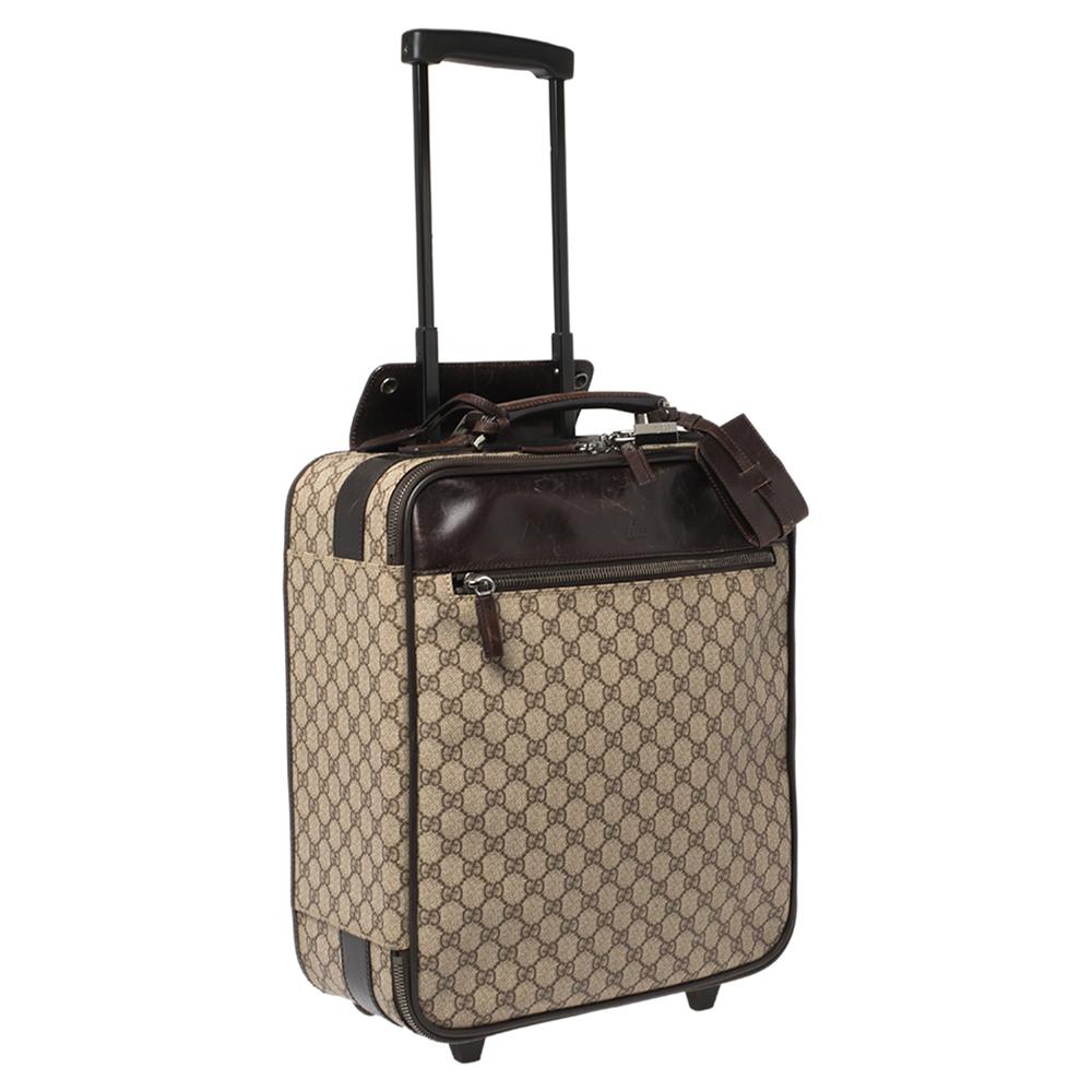 luggage with leather trim
