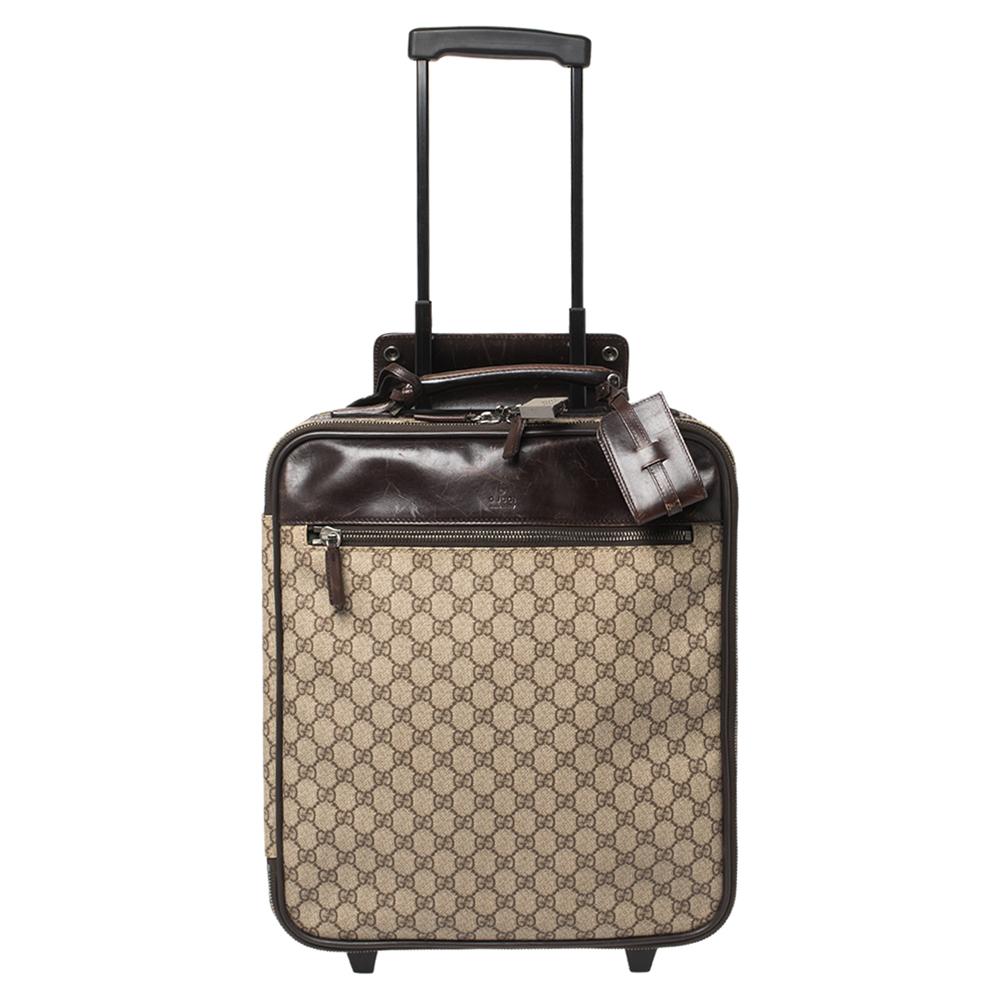 GG Supreme Small Carry On Suitcase in Beige - Gucci