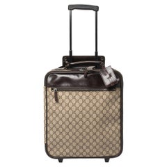 Gucci Brown/Beige GG Supreme and Leather Trim Suitcase