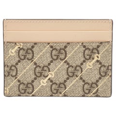Gucci Brown/Beige GG Supreme Canvas and Leather Card Holder