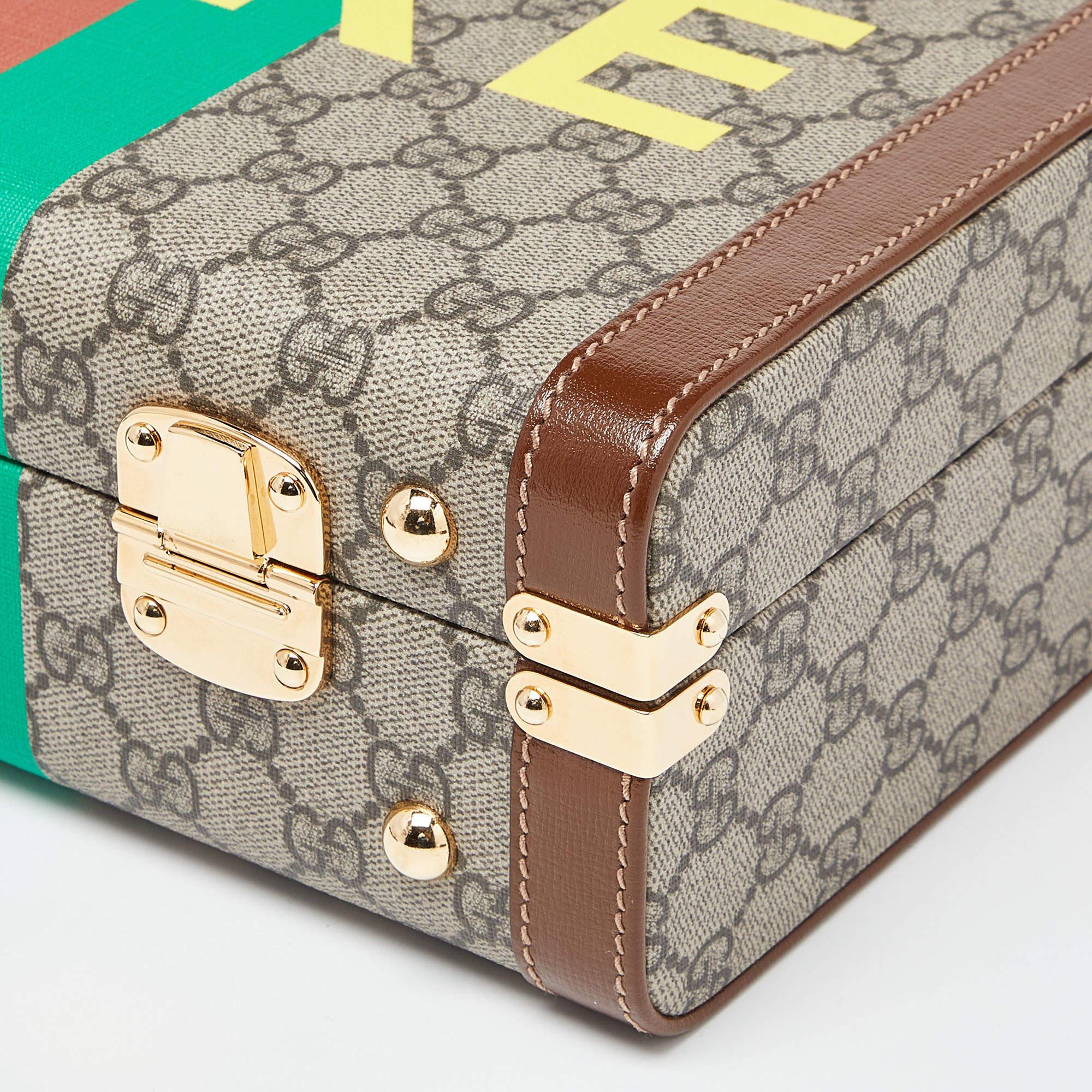 Gucci Brown/Beige GG Supreme Canvas und Leder Fake/Not Savoy Beauty Case Tasche im Angebot 4