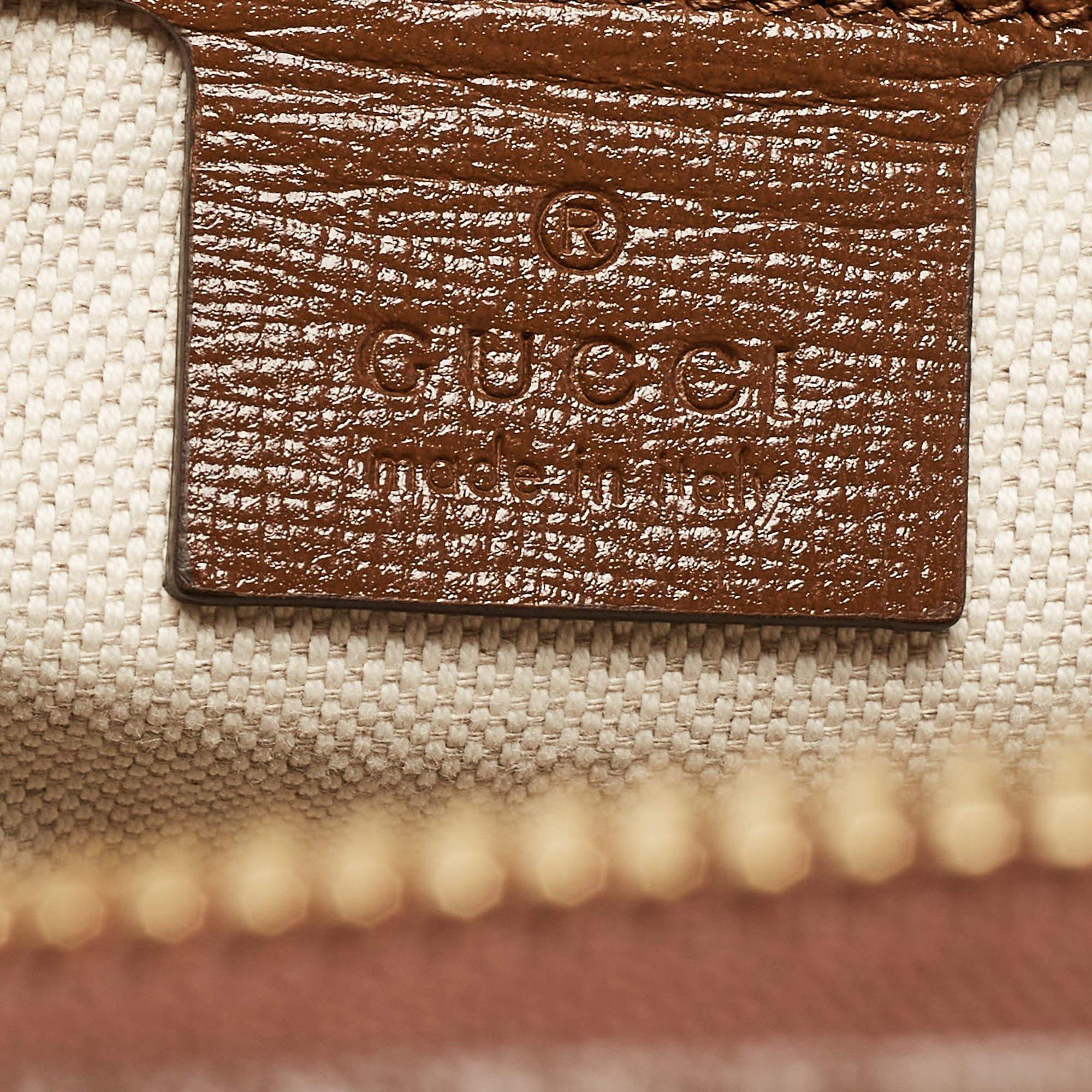 Gucci Brown/Beige GG Supreme Canvas and Leather Horsebit 1955 Duffel Bag For Sale 2