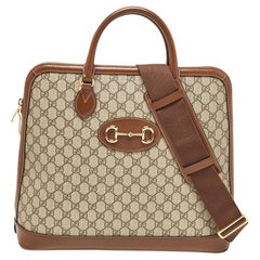 Gucci Brown/Beige GG Supreme Seesack aus Canvas und Leder Horsebit 1955 Duffel Bag