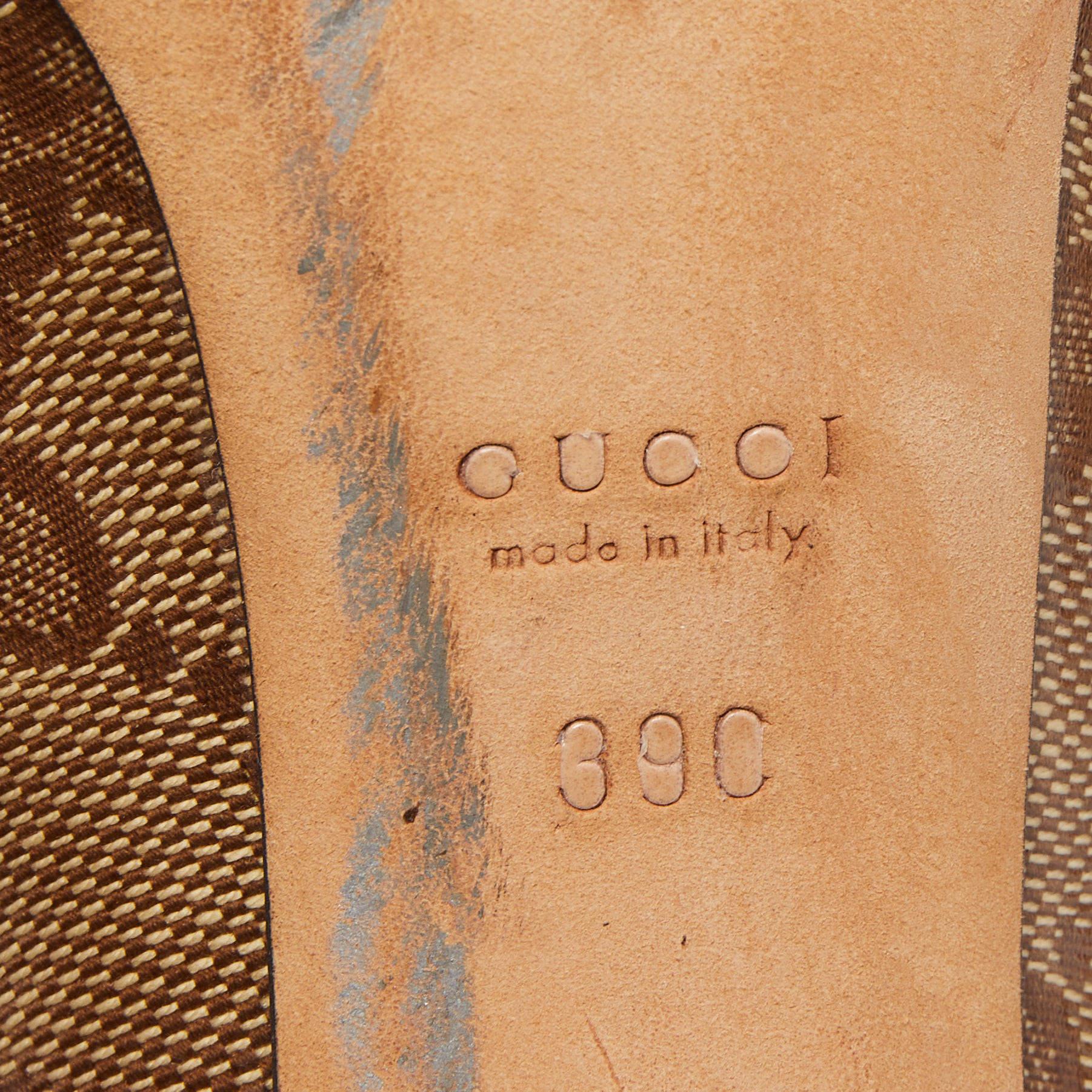 Bombas Gucci Hysteria GG Supreme de lona y piel marrón/beige en venta 3