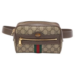 Gucci Brown/Beige GG Supreme Canvas and Leather Ophidia Belt Bag