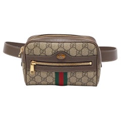 Gucci Braun/Beige GG Supreme Gürteltasche aus Segeltuch und Leder mit Ophidia