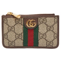 Gucci Custodia per carte di credito Ophidia marrone/beige GG Supreme in tela e pelle