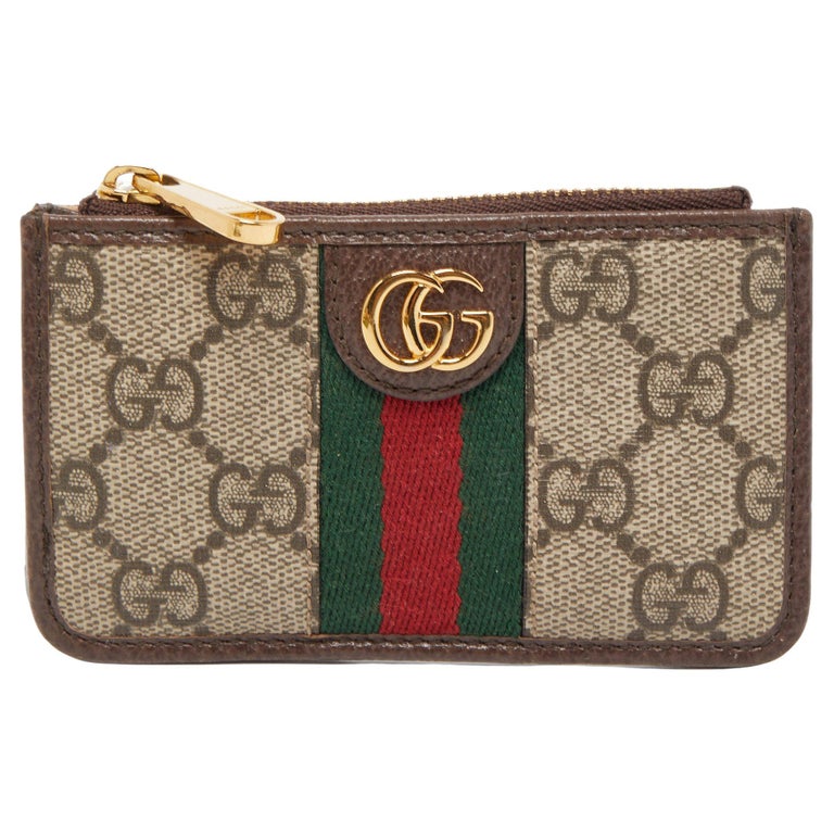 Gucci Beige/Brown GG Supreme Canvas and Leather Ophidia Pouch at 1stDibs