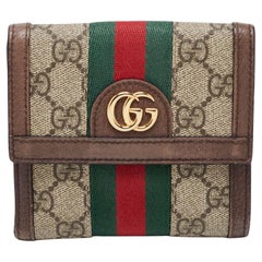 Gucci Brown/Beige GG Supreme Canvas and Leather Ophidia French Wallet