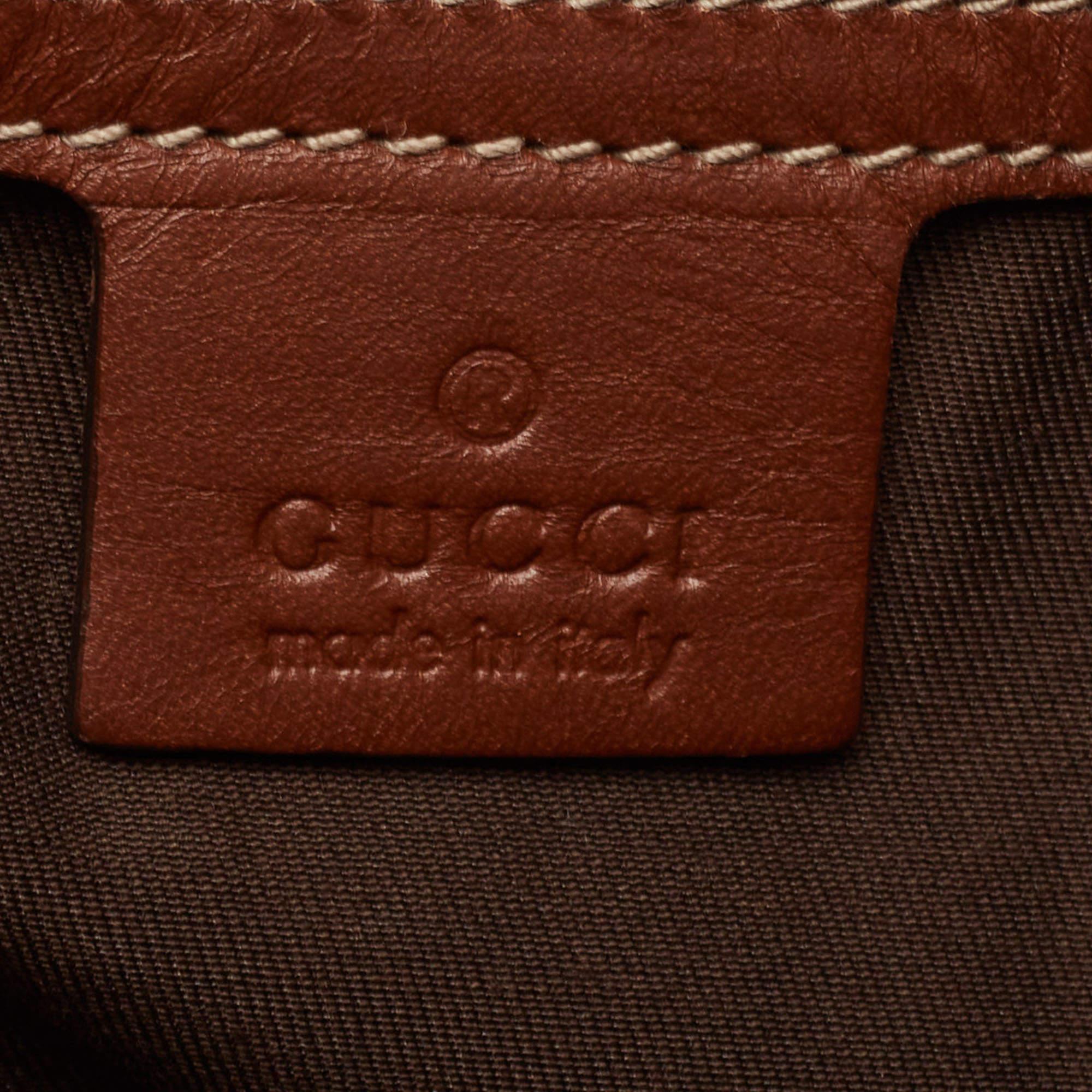 Gucci Brown/Beige GG Supreme Canvas and Leather Shopper Tote For Sale 3