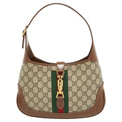 Gucci Brown/Beige GG Supreme Canvas and Leather Petit Jackie 1961 Hobo