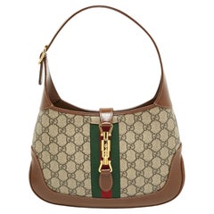 Gucci Brown/Beige GG Supreme Canvas und Leder Small Jackie 1961 Hobo