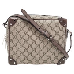 Gucci Brown/Beige GG Supreme Canvas and Leather Square Messenger Bag