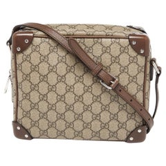Gucci Brown/Beige GG Supreme Canvas and Leather Square Messenger Bag