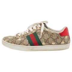 Gucci Brown/Beige GG Supreme Canvas Bee Print Ace Sneakers Size 38