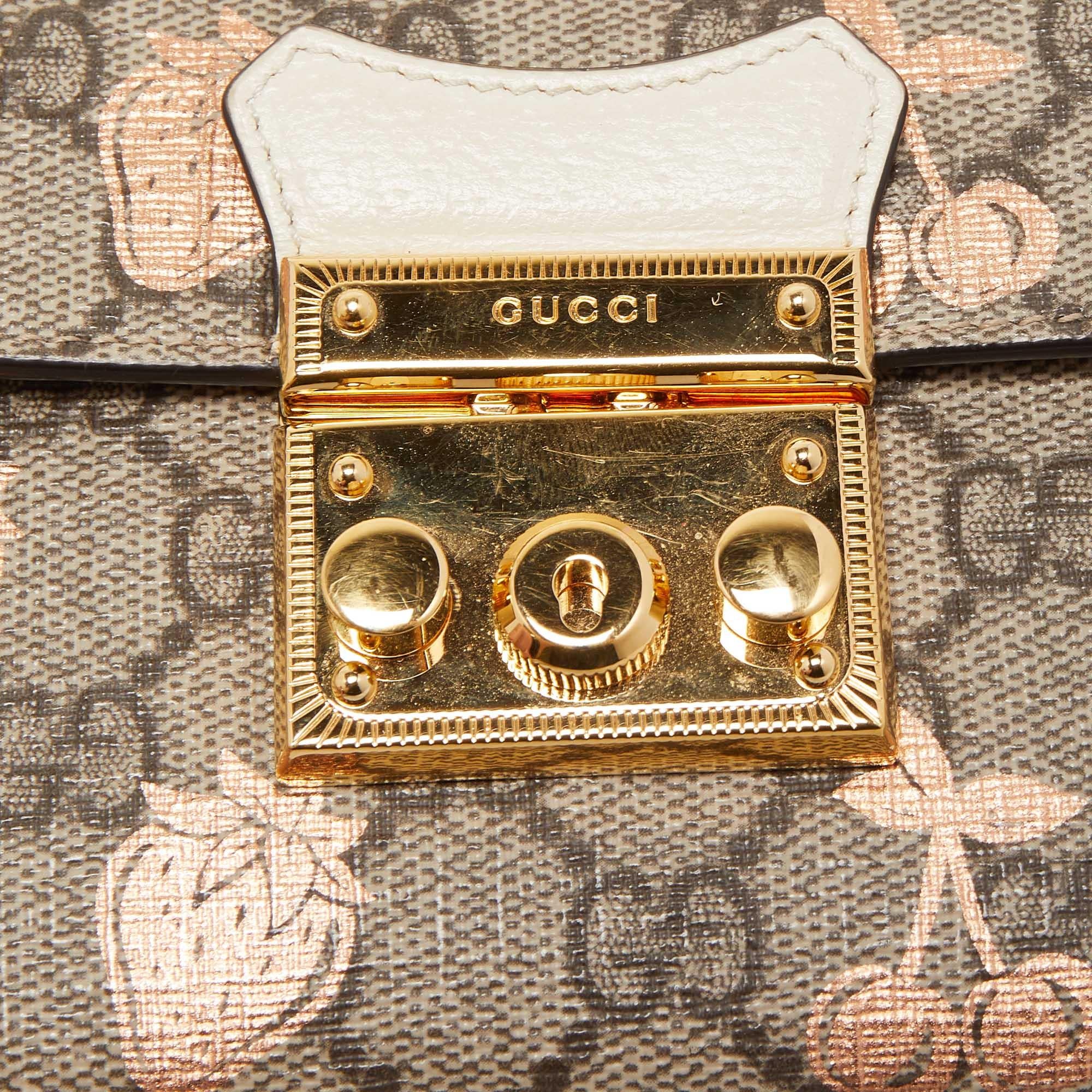 Gucci Brown/Beige GG Supreme Canvas Berry Print Mini Padlock Shoulder Bag 7