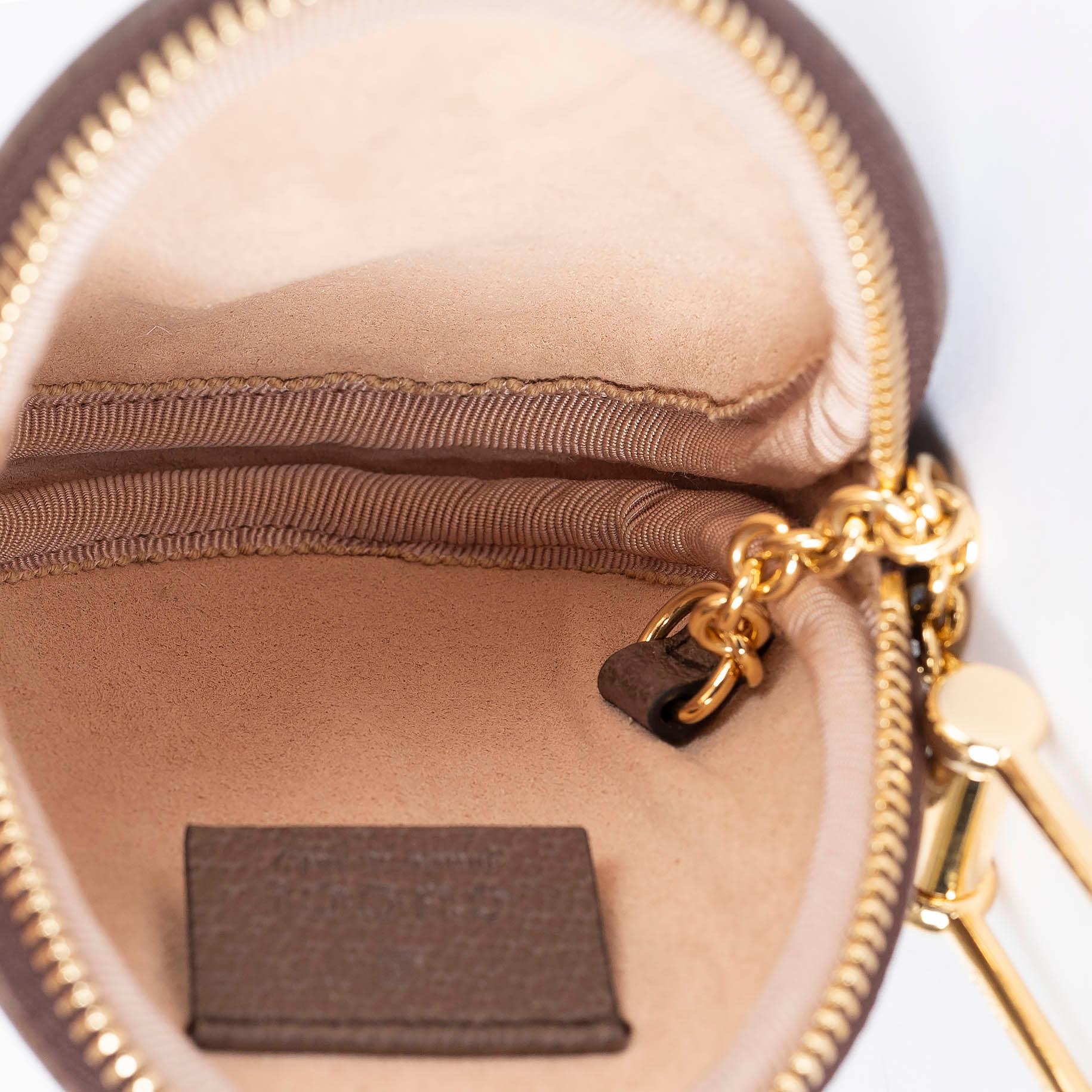 GUCCI brown beige GG Supreme Canvas OPHIDIA COIN KEY Wallet In Excellent Condition In Zürich, CH