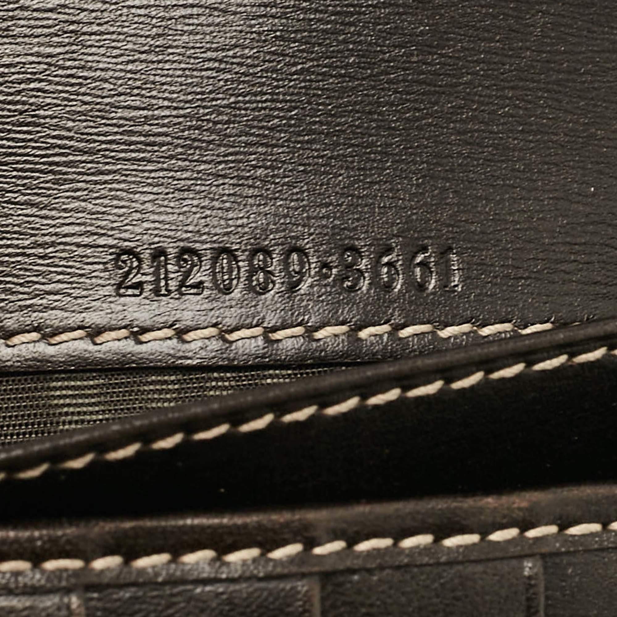 Gucci Brown/Beige GG Supreme Canvas Patent Leather Metal Flap Continental Wallet 5