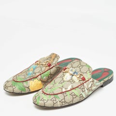 Gucci Brown/Beige GG Supreme Canvas Prince town Mules Size 39